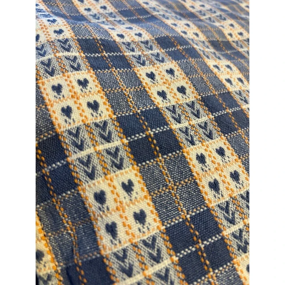 Cottagecore plaid hearts blue white rectangle tablecloth throw blanket 86x56”
